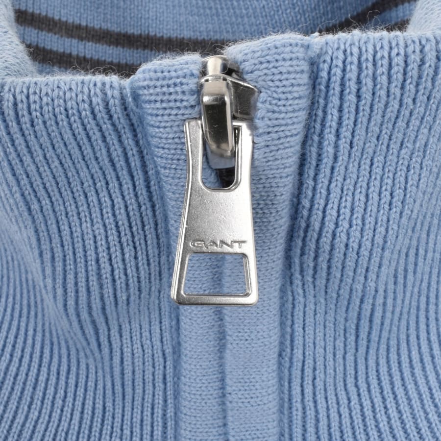 Gant Half Zip Textured Sweatshirt Blue Mainline Menswear Denmark